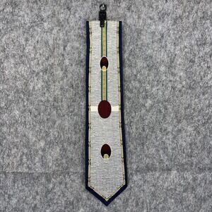 True Vintage Silk Neck Tie Mid Century Geometric Design Art Deco Mod Cream Red